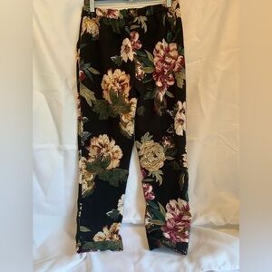 Vintage 90s Chapter One Black Flowered  Comfortable Dress Pants Women’s Small